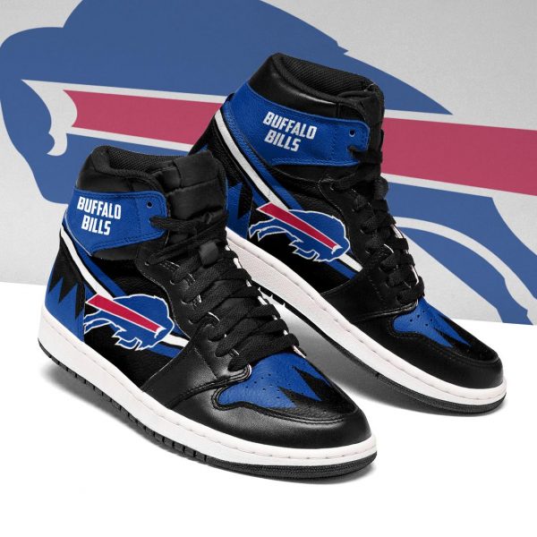 Women's Buffalo Bills High Top Leather AJ1 Sneakers 003 Women's Buffalo Bills High Top Leather AJ1 Sneakers 003